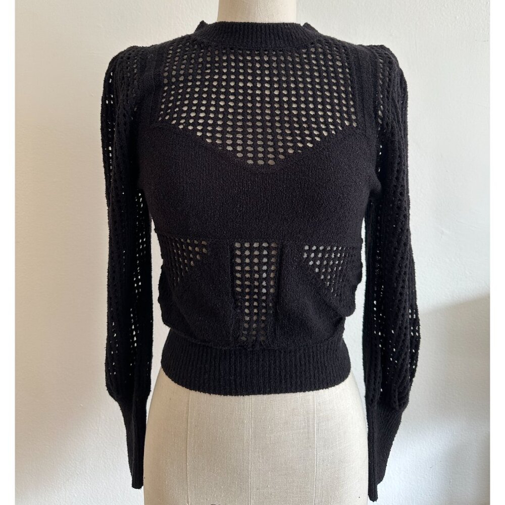 Desigual Black Pointelle Sweater, Small, NWT